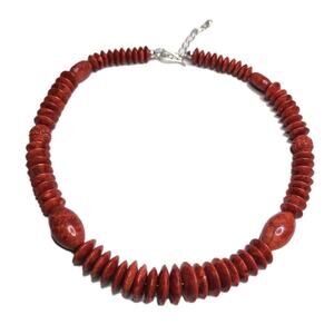Jay King DTR Large Genuine Coral Statement Choker Necklace sterling Silver 925